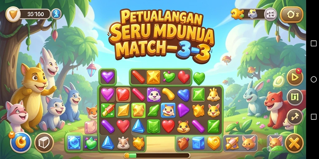Tangkapan layar gameplay 116X yang menarik dengan kombinasi match-3.