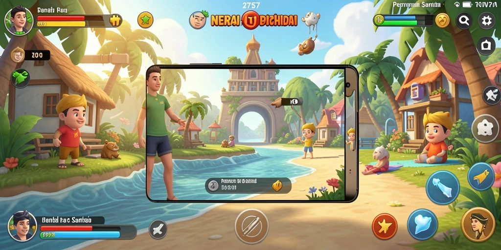 Tampilan gameplay santai dari 2757 dengan warna cerah.
