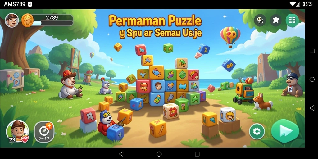 Tampilan gameplay seru dari AMS789 dengan teka-teki menarik.
