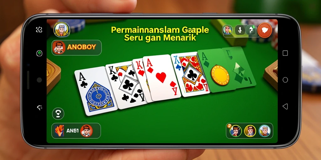 Screenshot ANOBOY menampilkan gameplay Gaple yang seru dan interaktif.
