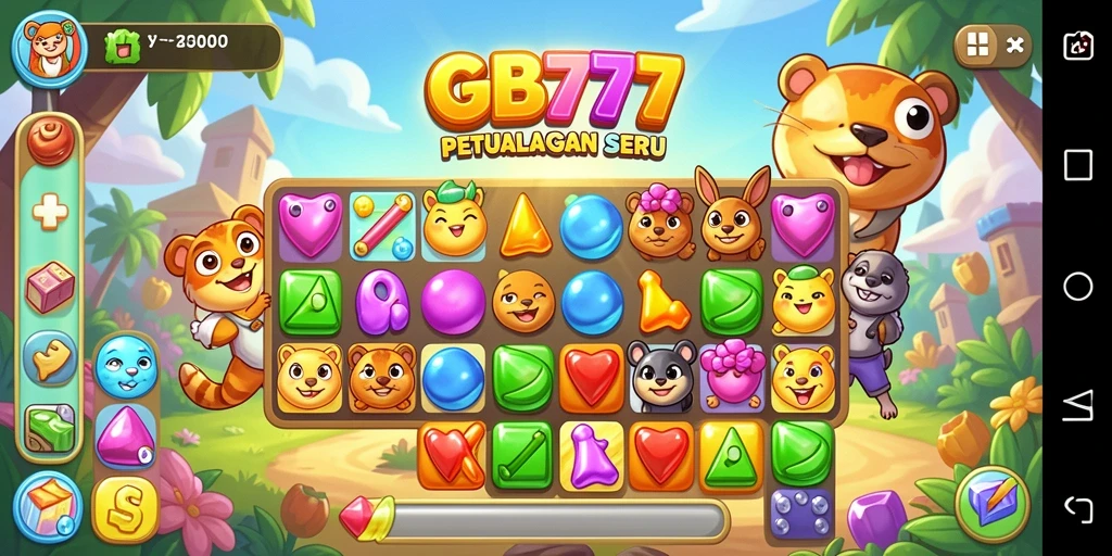 Tampilan gameplay seru dalam permainan Match-3 GB777.
