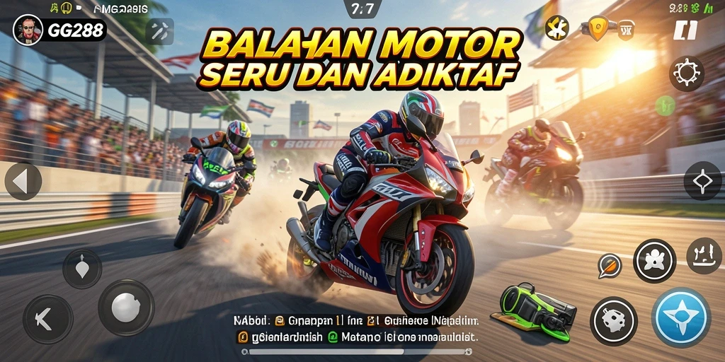 Screenshot GG288 menampilkan aksi balapan motor yang mendebarkan.