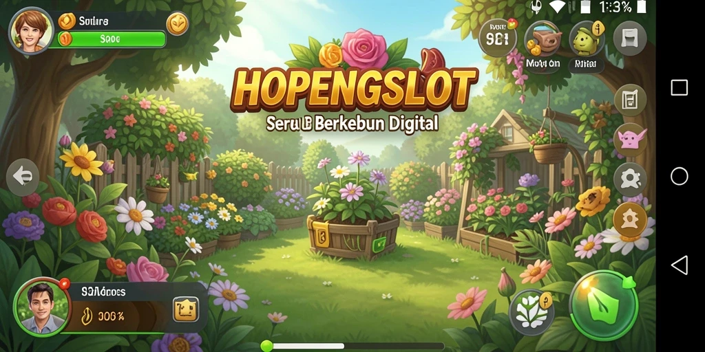 Tampilan gameplay seru HOPENGSLOT dengan kebun yang subur.