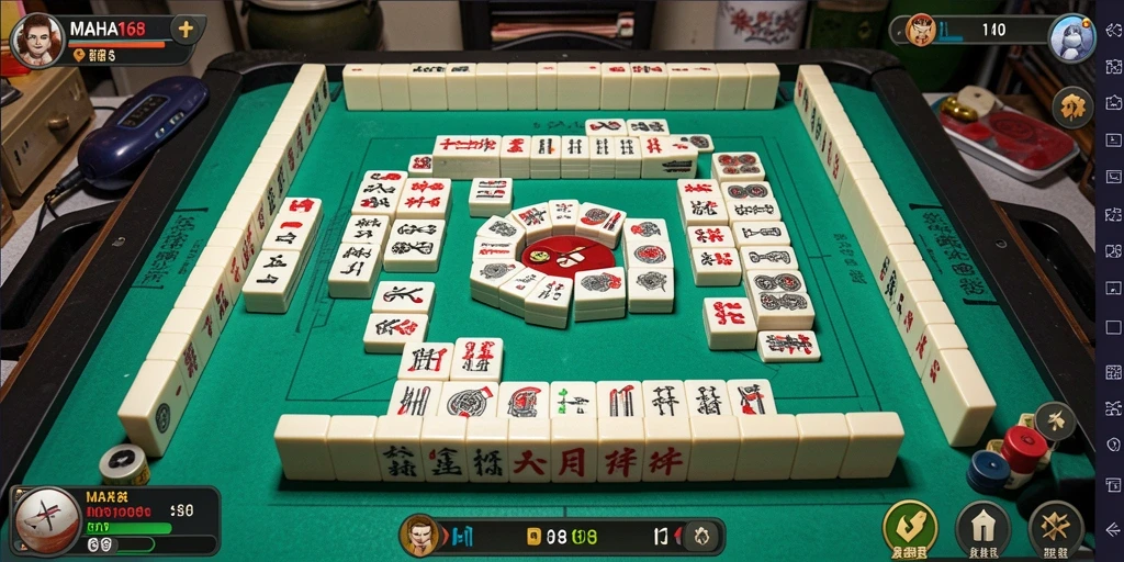 Screenshot utama MAHA168 menampilkan gameplay Mahjong yang seru.