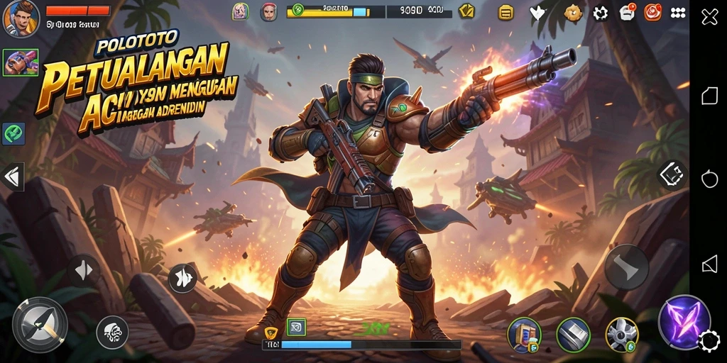 Tampilan gameplay seru POLOTOTO yang penuh aksi.