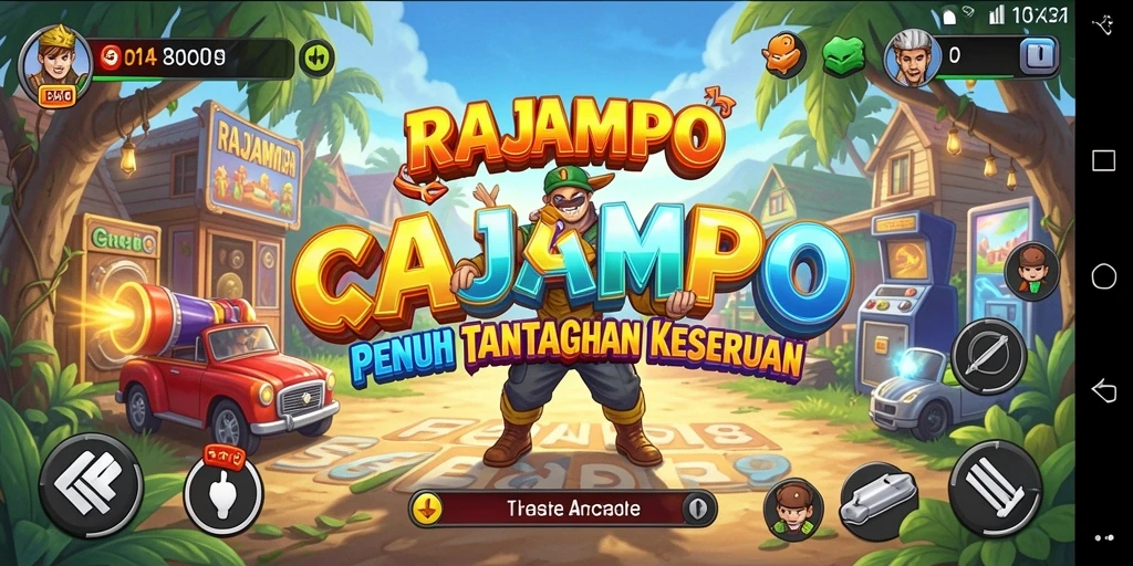Tampilan utama gameplay RAJAMPO yang penuh aksi dan tantangan.