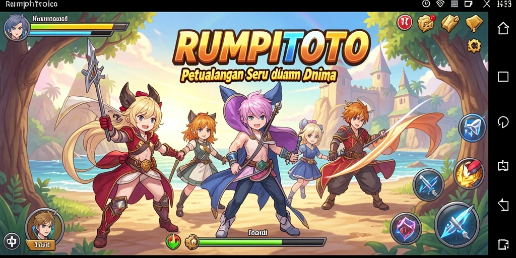 Screenshot gameplay RUMPITOTO menunjukkan aksi seru karakter anime.