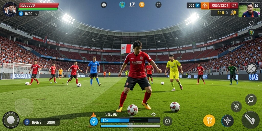 Gameplay seru RUSA33 dengan aksi sepak bola yang mendebarkan.
