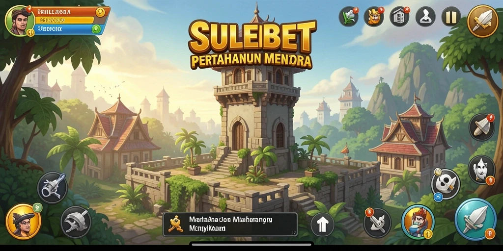 Tangkapan layar SULEBET yang menampilkan aksi pertahanan menara yang dinamis.