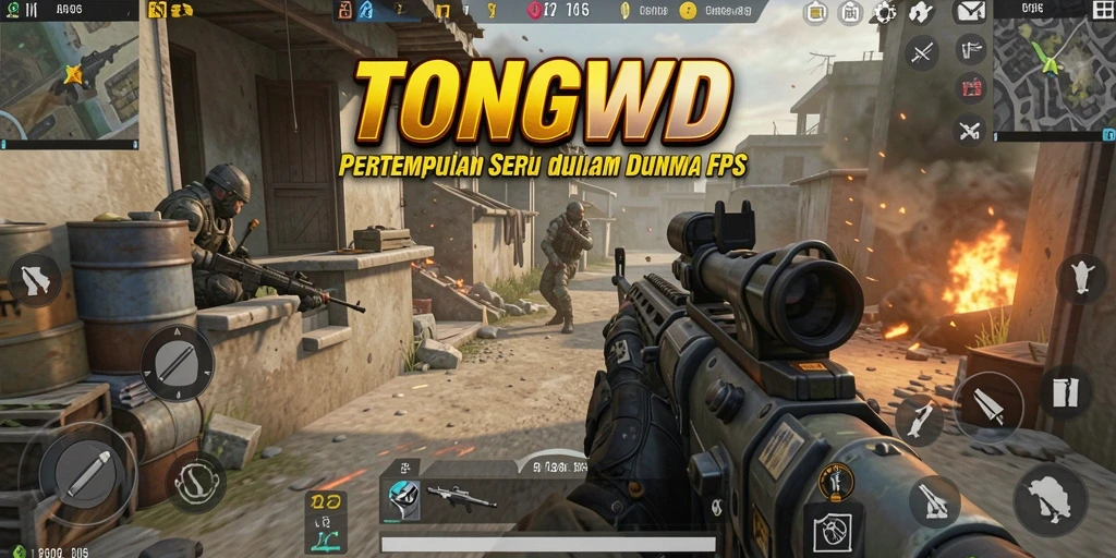 Tampilan gameplay seru dalam TONGWD dengan aksi tembak-menembak intens.